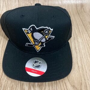 NHL Pittsburgh Penguins Snapback Hat Youth One Size Black New 9K5BOHAM8-PEN